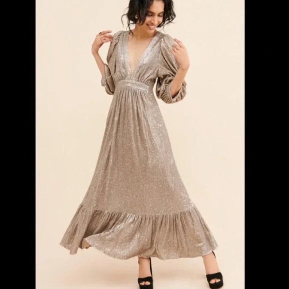 Womens Formal Sequin Gold Dress